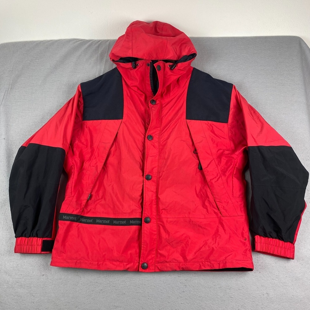 VTG Marmot Mens Shell Jacket XL 2-Ply Gore Tex Ski Nylon Red Black